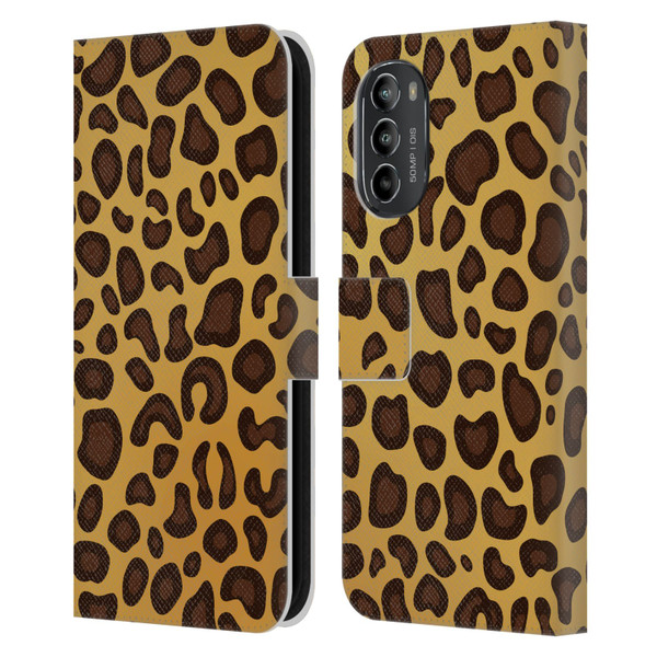 Haroulita Animal Prints Leopard Leather Book Wallet Case Cover For Motorola Moto G82 5G