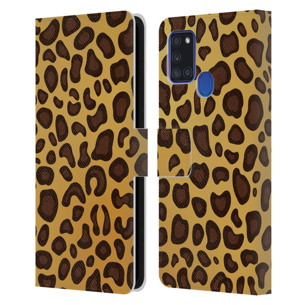 Haroulita Animal Prints Leopard Leather Book Wallet Case Cover For Samsung Galaxy A21s (2020)