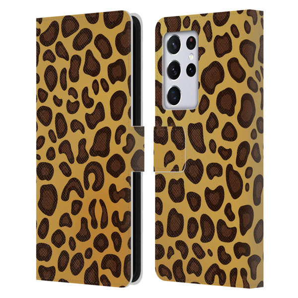 Haroulita Animal Prints Leopard Leather Book Wallet Case Cover For Samsung Galaxy S21 Ultra 5G