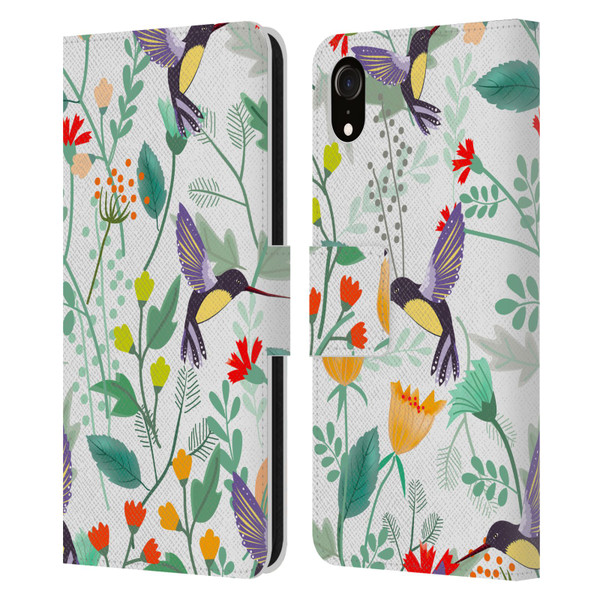 Haroulita Birds And Flowers Hummingbirds Leather Book Wallet Case Cover For Apple iPhone XR