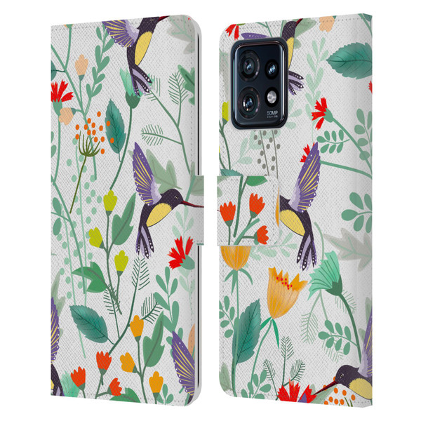 Haroulita Birds And Flowers Hummingbirds Leather Book Wallet Case Cover For Motorola Moto Edge 40 Pro