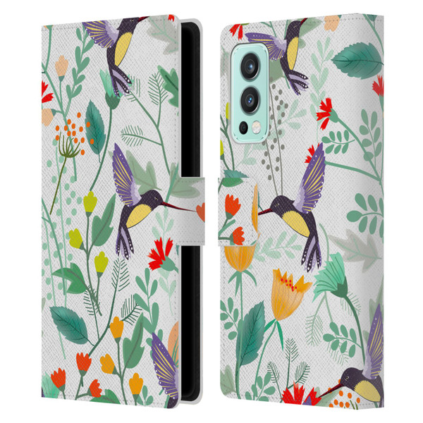 Haroulita Birds And Flowers Hummingbirds Leather Book Wallet Case Cover For OnePlus Nord 2 5G