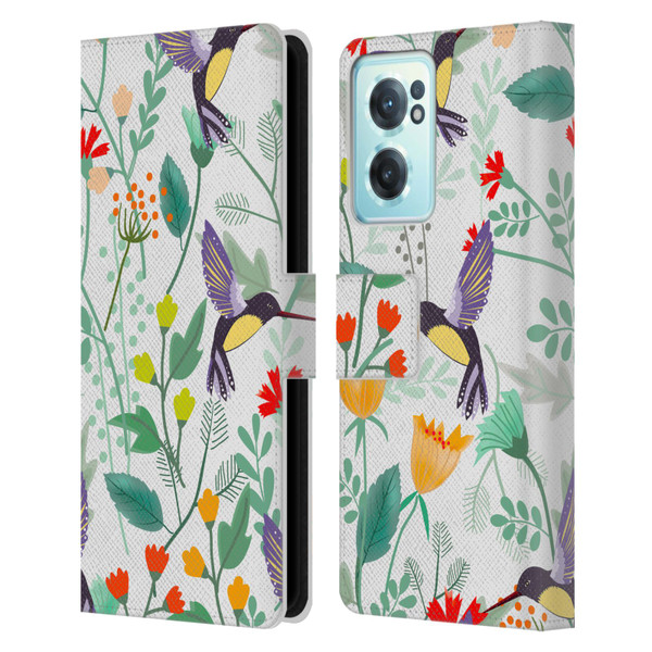 Haroulita Birds And Flowers Hummingbirds Leather Book Wallet Case Cover For OnePlus Nord CE 2 5G