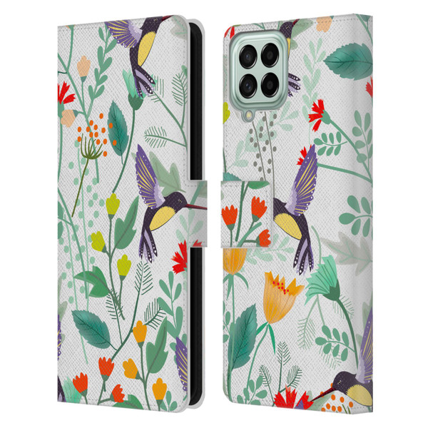 Haroulita Birds And Flowers Hummingbirds Leather Book Wallet Case Cover For Samsung Galaxy M33 (2022)