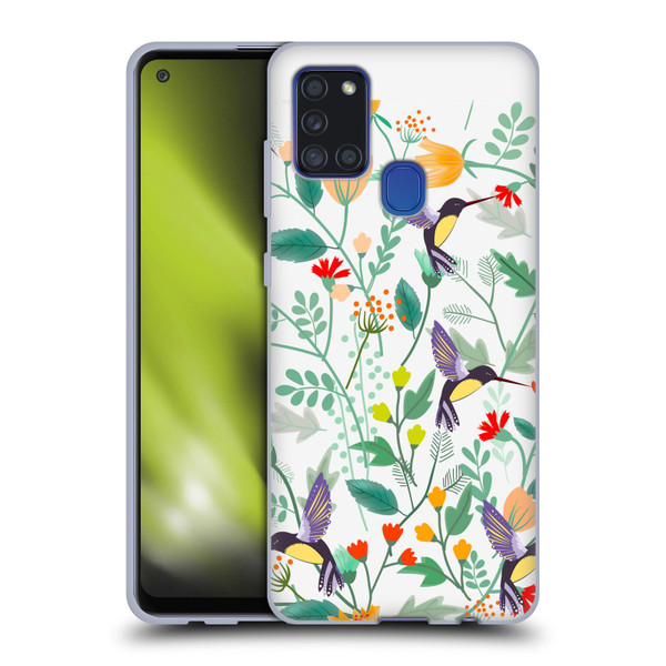 Haroulita Birds And Flowers Hummingbirds Soft Gel Case for Samsung Galaxy A21s (2020)