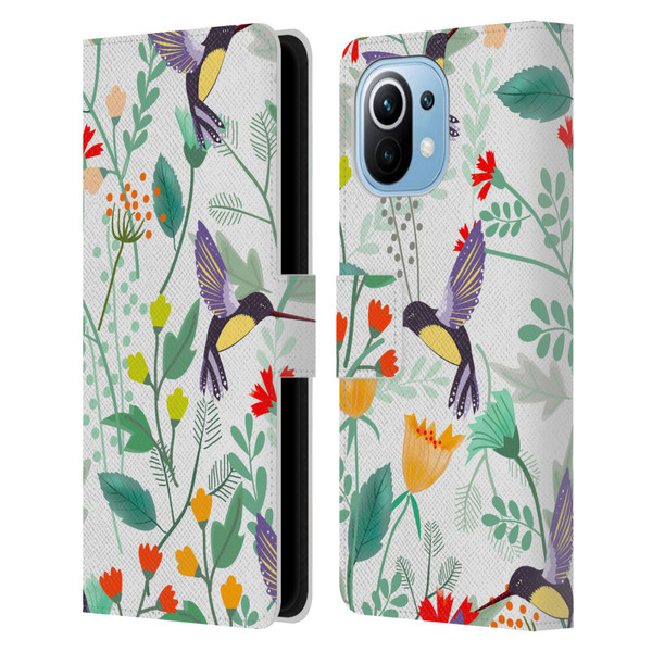 Haroulita Birds And Flowers Hummingbirds Leather Book Wallet Case Cover For Xiaomi Mi 11