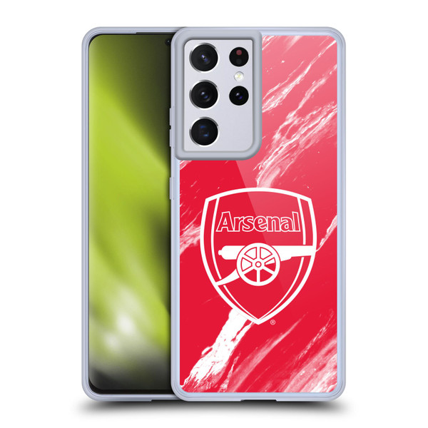 Arsenal FC Crest Patterns Red Marble Soft Gel Case for Samsung Galaxy S21 Ultra 5G