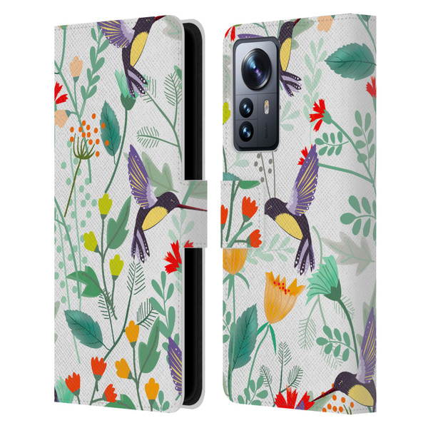Haroulita Birds And Flowers Hummingbirds Leather Book Wallet Case Cover For Xiaomi 12 Pro