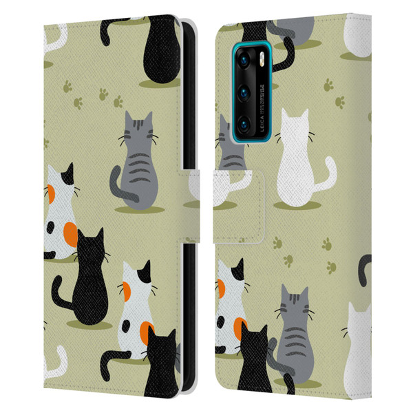 Haroulita Cats And Dogs Cats Leather Book Wallet Case Cover For Huawei P40 5G