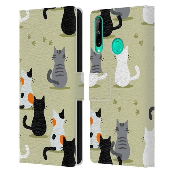 Haroulita Cats And Dogs Cats Leather Book Wallet Case Cover For Huawei P40 lite E