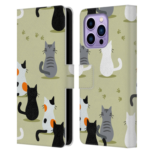 Haroulita Cats And Dogs Cats Leather Book Wallet Case Cover For Apple iPhone 14 Pro Max