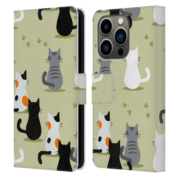Haroulita Cats And Dogs Cats Leather Book Wallet Case Cover For Apple iPhone 14 Pro