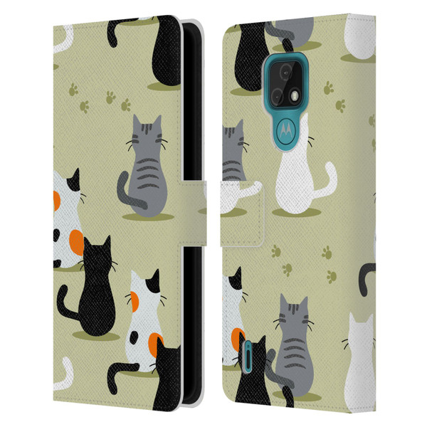 Haroulita Cats And Dogs Cats Leather Book Wallet Case Cover For Motorola Moto E7