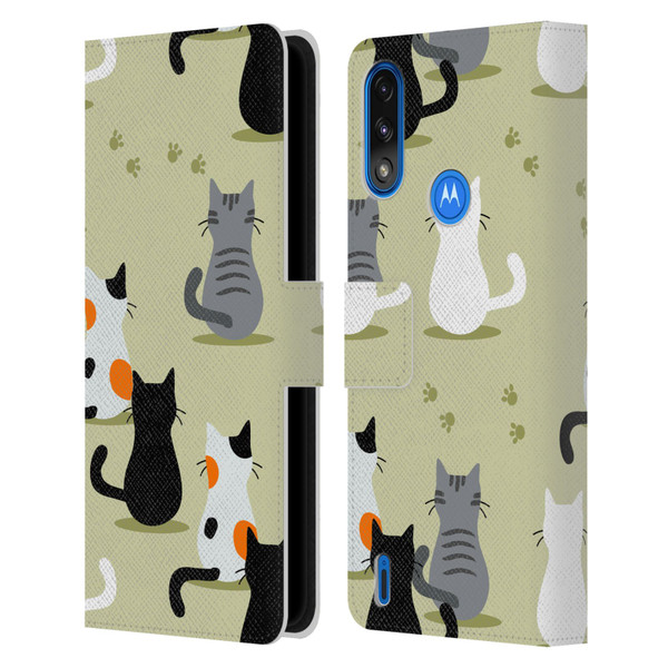 Haroulita Cats And Dogs Cats Leather Book Wallet Case Cover For Motorola Moto E7 Power / Moto E7i Power