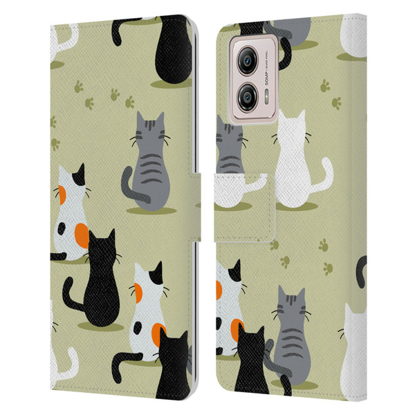 Haroulita Cats And Dogs Cats Leather Book Wallet Case Cover For Motorola Moto G53 5G