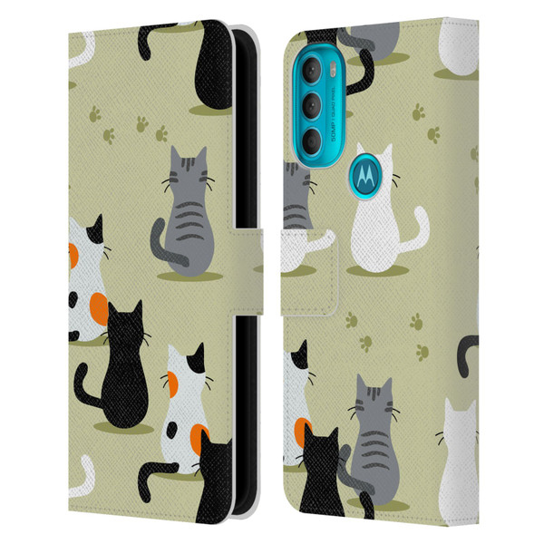 Haroulita Cats And Dogs Cats Leather Book Wallet Case Cover For Motorola Moto G71 5G