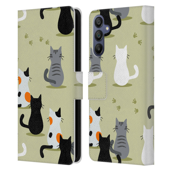 Haroulita Cats And Dogs Cats Leather Book Wallet Case Cover For Samsung Galaxy A15