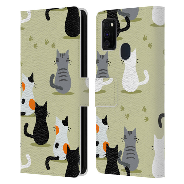 Haroulita Cats And Dogs Cats Leather Book Wallet Case Cover For Samsung Galaxy M30s (2019)/M21 (2020)