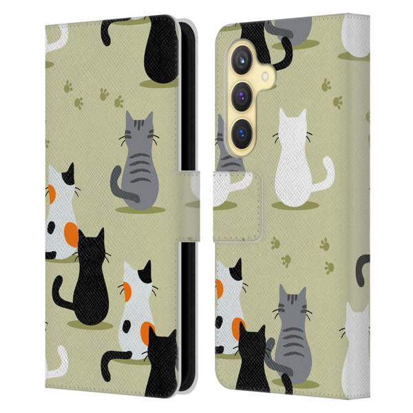 Haroulita Cats And Dogs Cats Leather Book Wallet Case Cover For Samsung Galaxy S24 5G