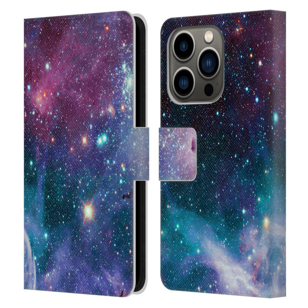 Haroulita Fantasy 2 Space Nebula Leather Book Wallet Case Cover For Apple iPhone 14 Pro