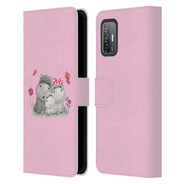 Haroulita Forest Hippo Family Leather Book Wallet Case Cover For HTC Desire 21 Pro 5G