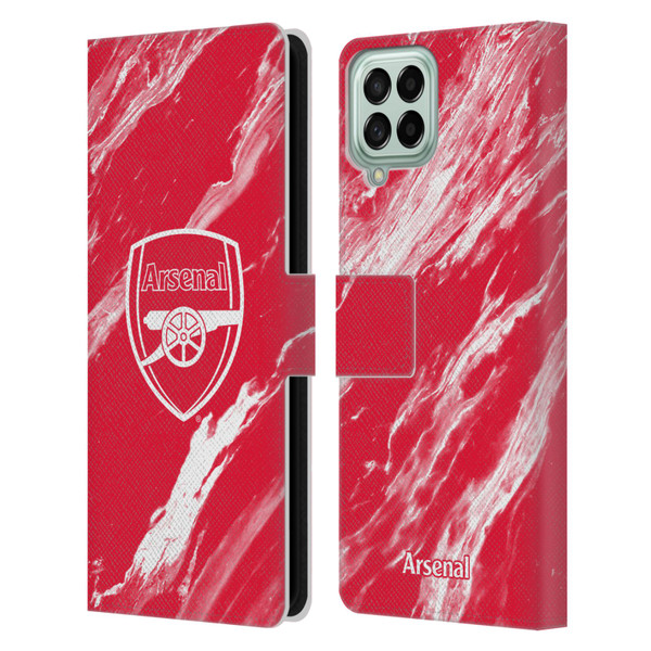 Arsenal FC Crest Patterns Red Marble Leather Book Wallet Case Cover For Samsung Galaxy M53 (2022)