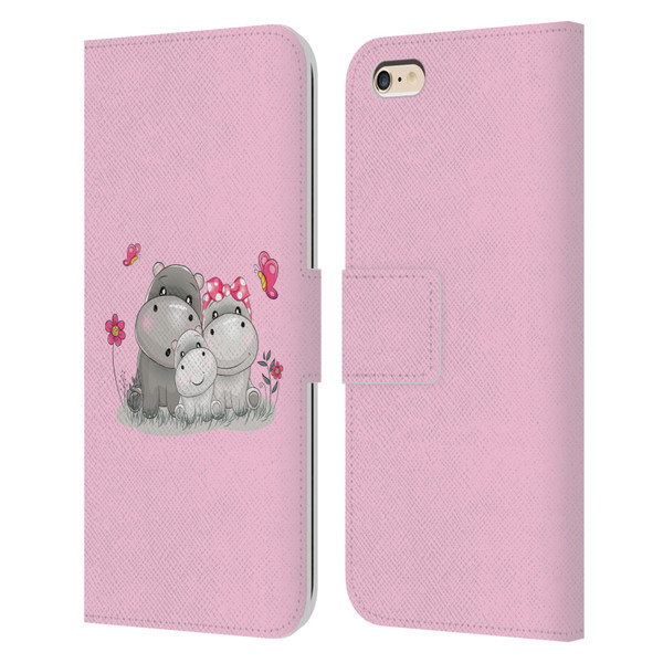 Haroulita Forest Hippo Family Leather Book Wallet Case Cover For Apple iPhone 6 Plus / iPhone 6s Plus