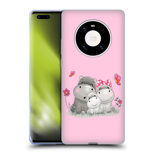 Haroulita Forest Hippo Family Soft Gel Case for Huawei Mate 40 Pro 5G