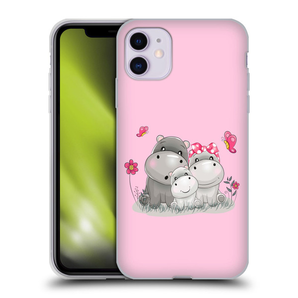 Haroulita Forest Hippo Family Soft Gel Case for Apple iPhone 11