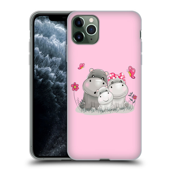 Haroulita Forest Hippo Family Soft Gel Case for Apple iPhone 11 Pro Max