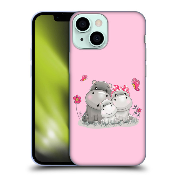 Haroulita Forest Hippo Family Soft Gel Case for Apple iPhone 13 Mini