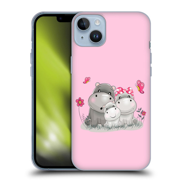Haroulita Forest Hippo Family Soft Gel Case for Apple iPhone 14 Plus