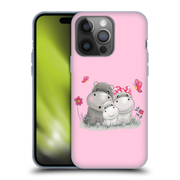 Haroulita Forest Hippo Family Soft Gel Case for Apple iPhone 14 Pro