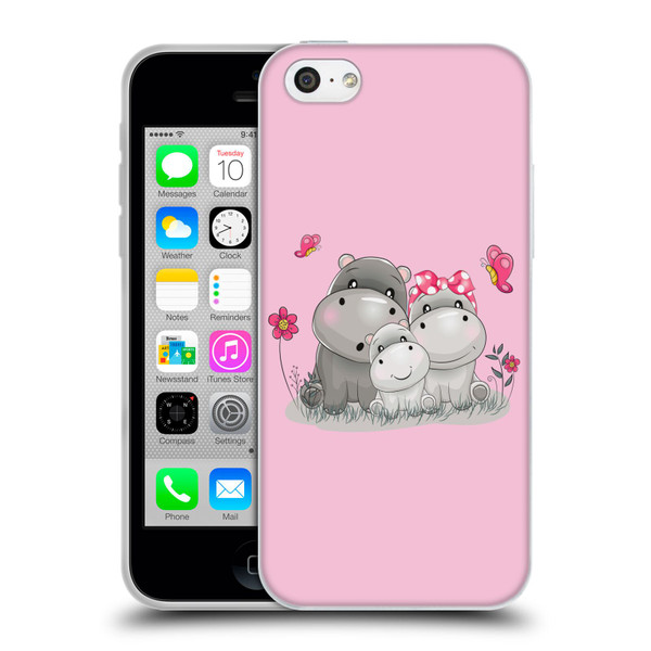 Haroulita Forest Hippo Family Soft Gel Case for Apple iPhone 5c