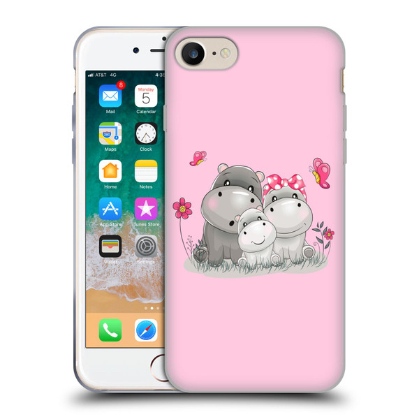 Haroulita Forest Hippo Family Soft Gel Case for Apple iPhone 7 / 8 / SE 2020 & 2022