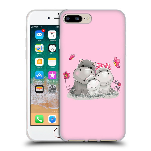 Haroulita Forest Hippo Family Soft Gel Case for Apple iPhone 7 Plus / iPhone 8 Plus