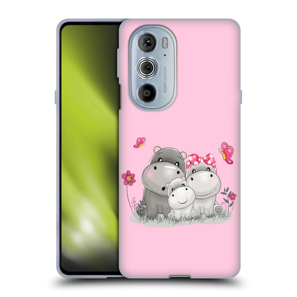 Haroulita Forest Hippo Family Soft Gel Case for Motorola Edge X30