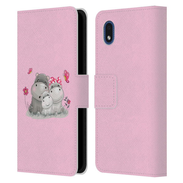 Haroulita Forest Hippo Family Leather Book Wallet Case Cover For Samsung Galaxy A01 Core (2020)