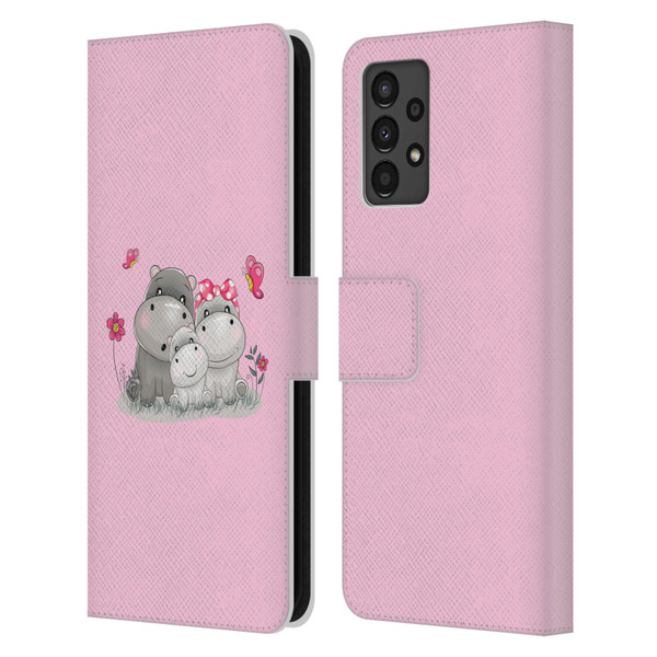 Haroulita Forest Hippo Family Leather Book Wallet Case Cover For Samsung Galaxy A13 (2022)