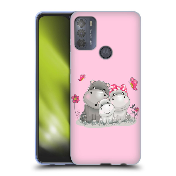 Haroulita Forest Hippo Family Soft Gel Case for Motorola Moto G50