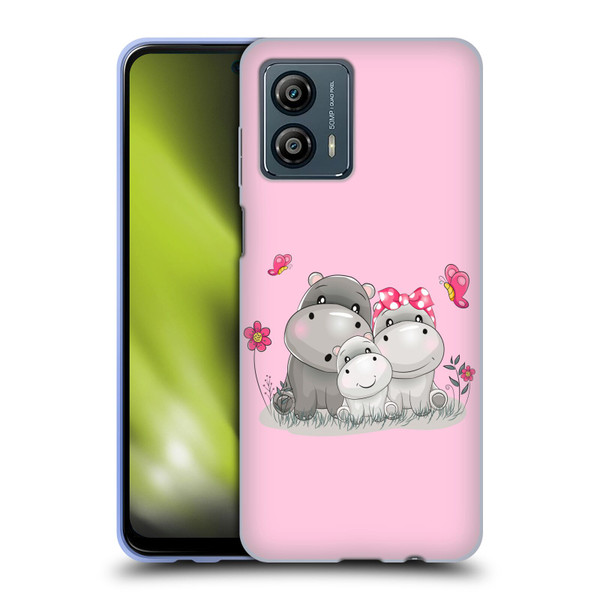 Haroulita Forest Hippo Family Soft Gel Case for Motorola Moto G53 5G