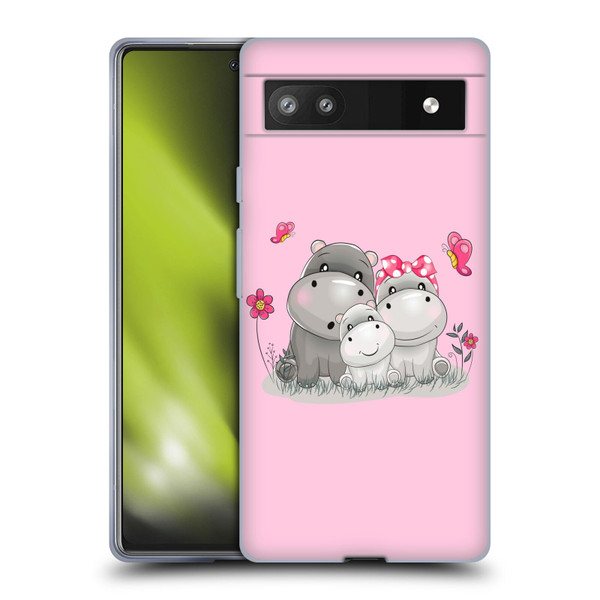 Haroulita Forest Hippo Family Soft Gel Case for Google Pixel 6a