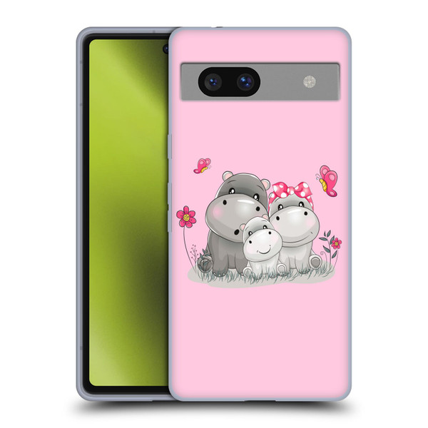 Haroulita Forest Hippo Family Soft Gel Case for Google Pixel 7a