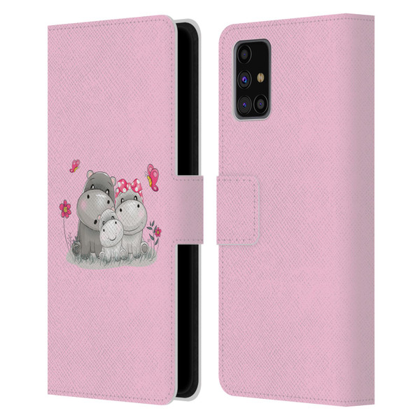 Haroulita Forest Hippo Family Leather Book Wallet Case Cover For Samsung Galaxy M31s (2020)