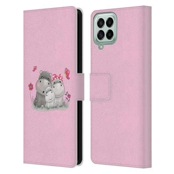 Haroulita Forest Hippo Family Leather Book Wallet Case Cover For Samsung Galaxy M33 (2022)