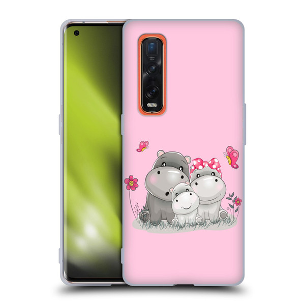 Haroulita Forest Hippo Family Soft Gel Case for OPPO Find X2 Pro 5G
