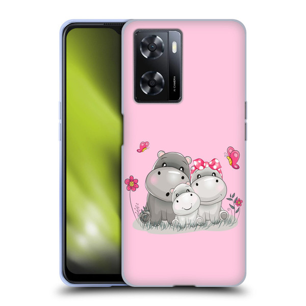 Haroulita Forest Hippo Family Soft Gel Case for OPPO A57s