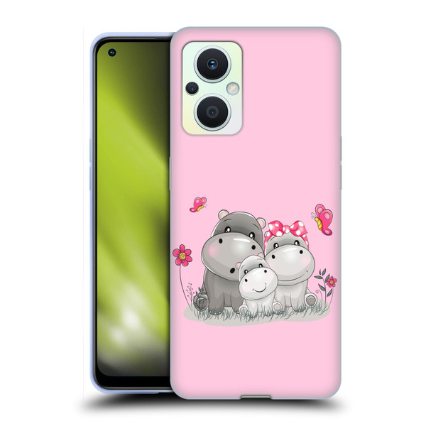 Haroulita Forest Hippo Family Soft Gel Case for OPPO Reno8 Lite