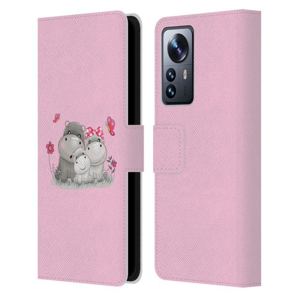 Haroulita Forest Hippo Family Leather Book Wallet Case Cover For Xiaomi 12 Pro