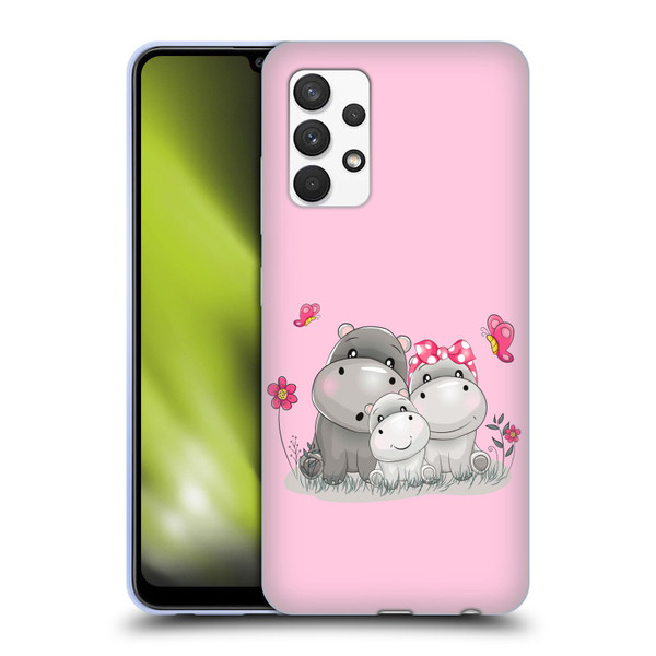 Haroulita Forest Hippo Family Soft Gel Case for Samsung Galaxy A32 (2021)